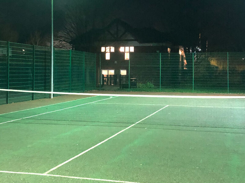 Floodlit tennis court