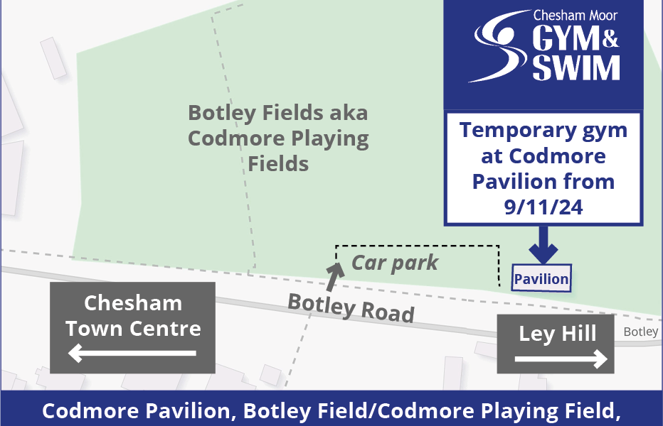 Map showing location of codmore/botley Playing Field Pavilion, off Botley Road